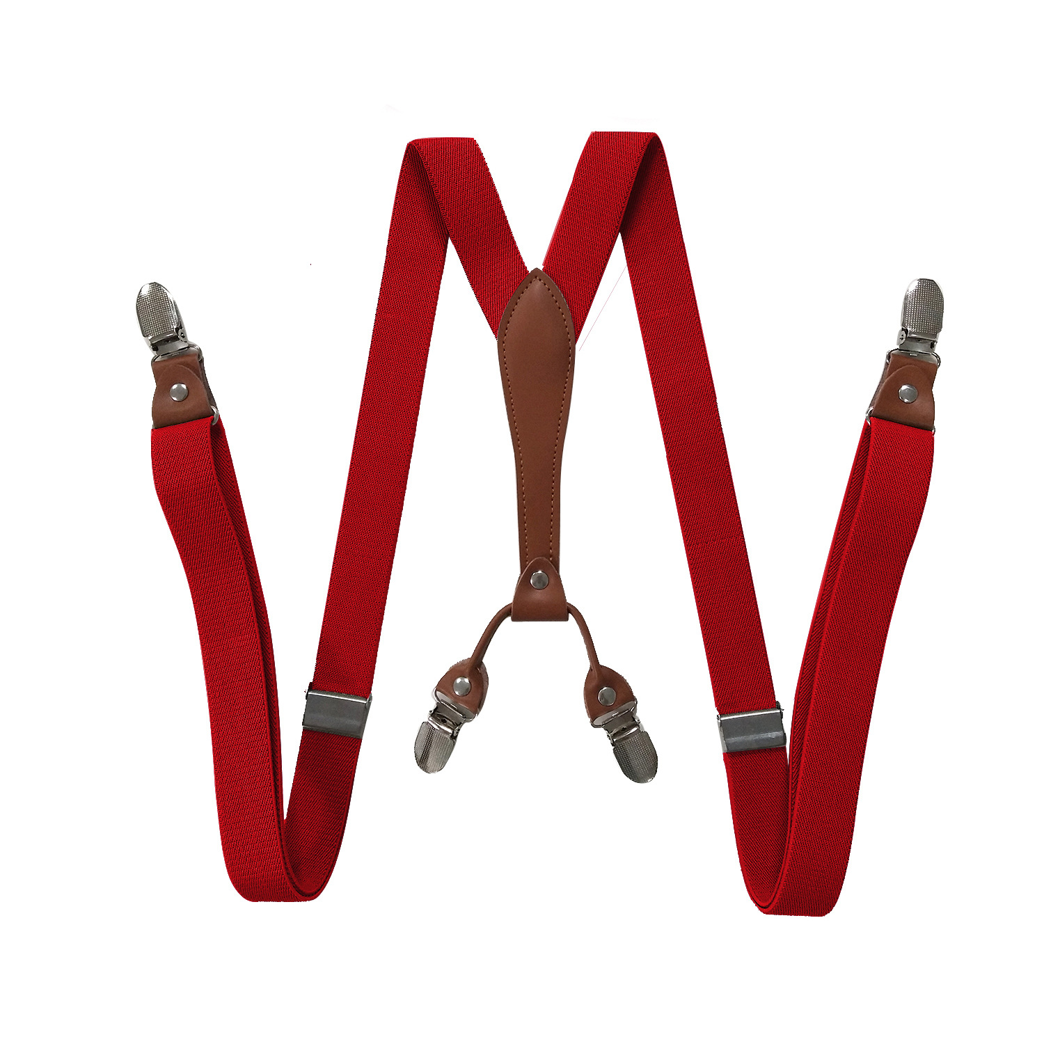 Picture of Cross-border supply 2.5cm adult 4-clip loose elastic suspenders for men and women elastic strap clip leather head