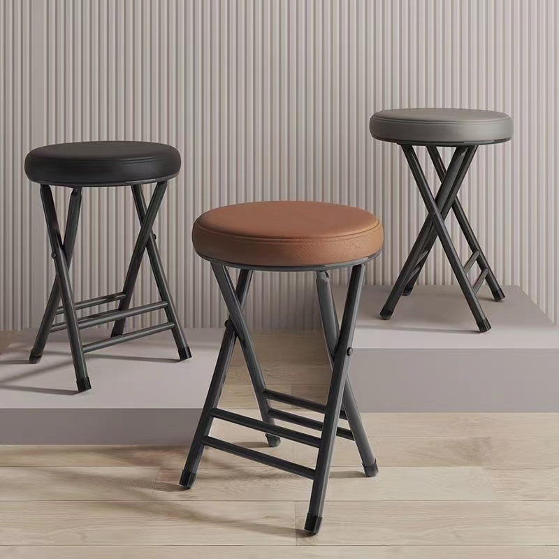 Folding stool small stool for home dresser bedroom living room bench upholstery portable chair for rental house round bench