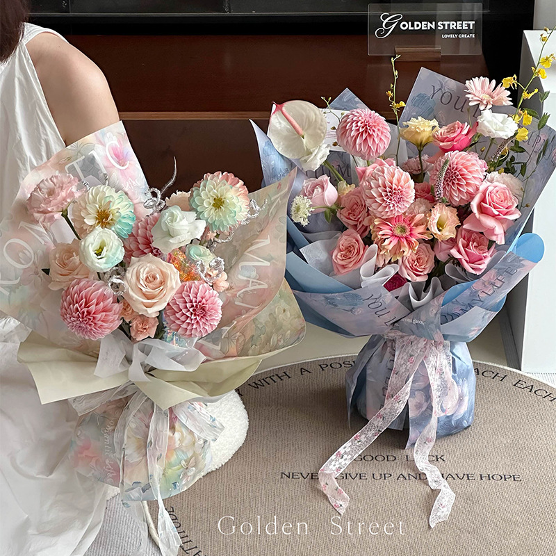Sicilian oil painting wind bouquet wrapping paper Ximeng garden floral flower wrapping paper handmade diy material wholesale