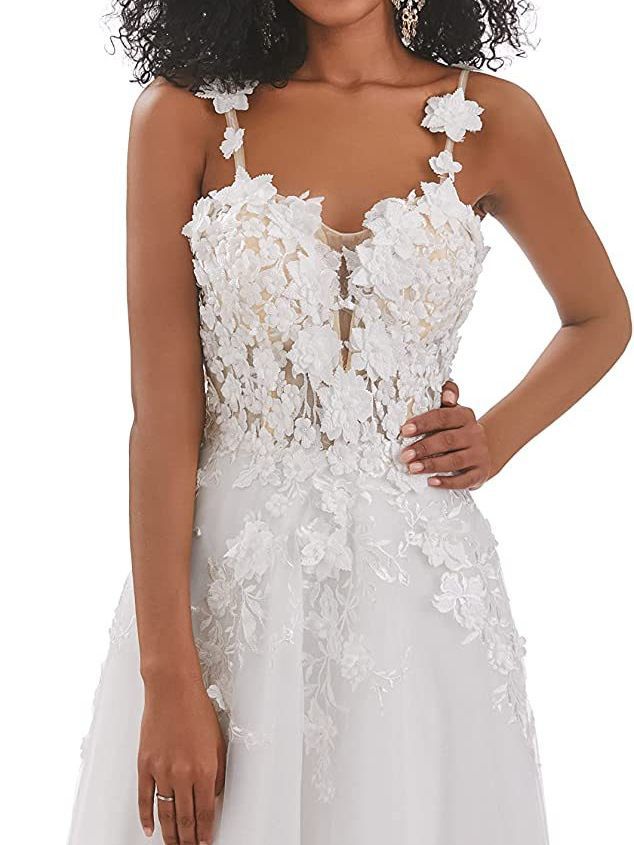 Picture of Foreign Trade Wedding Dress Sling Waist Slimming Lace Decal Perspective Light Wedding Dress Mori Travel Shot Cross-border Hot New Yarn
