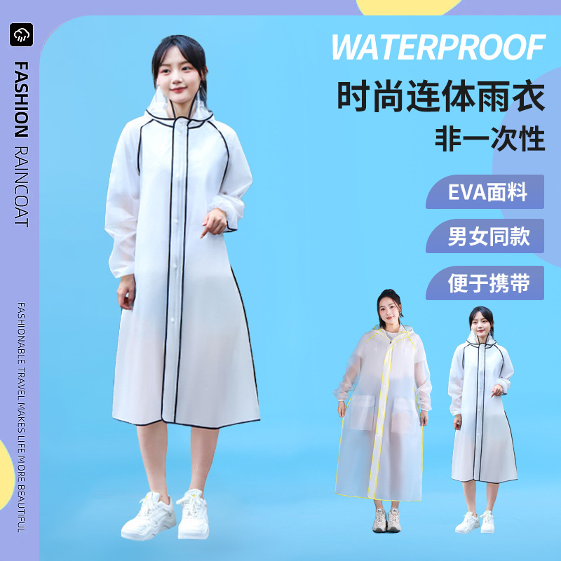 Eva Raincoat, Non-Disposable, Outdoor, Unisex, Wholesale, Portable, Long, One-Piece, with Reinforced Edges, Thickened, Waterproof