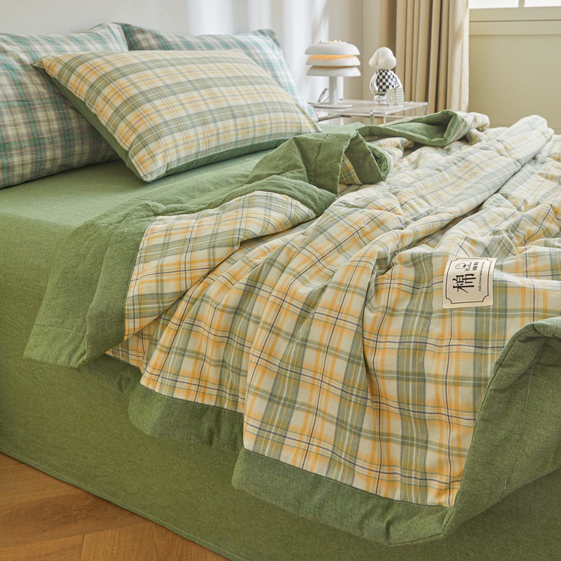 Picture of Class A Maternal and Infant Grade Xinjiang Cotton Summer Quilt Non-printed Wind-washed Cotton Summer Cool Quilt Plaid Air-conditioning Quilt Summer Thin Quilt