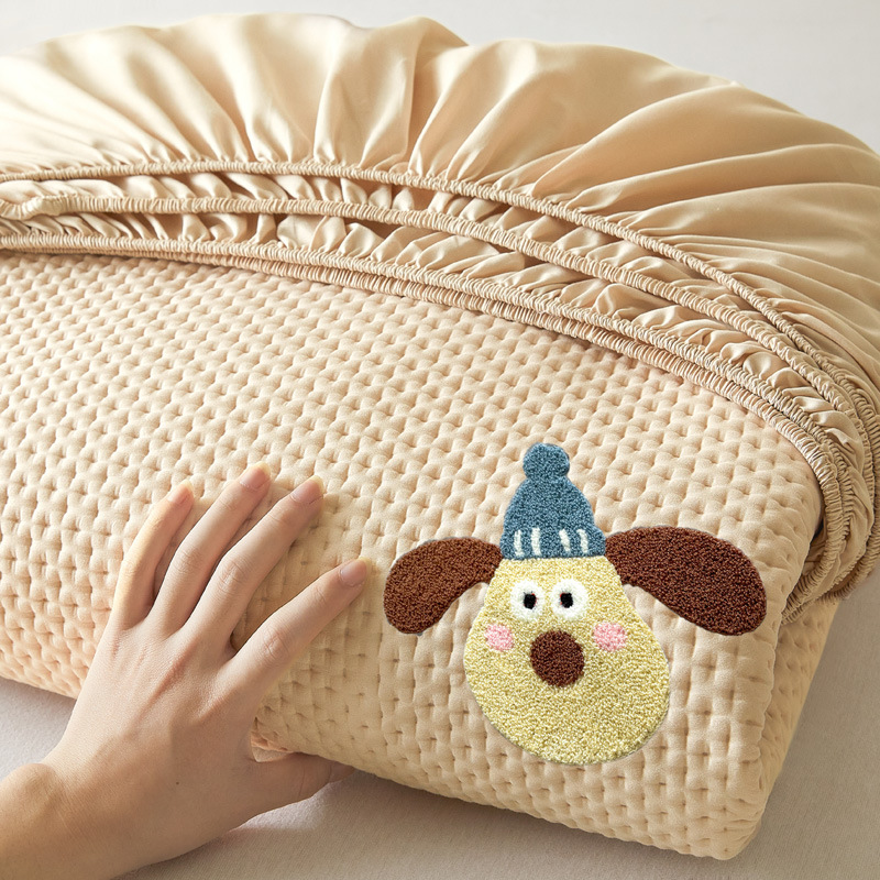 Class A Raw Cotton Sanding Towel Embroidered Padded Cotton Bed Hat Simmons Mattress Protective Cover Children's Dust Cover Cute Pet Series 2