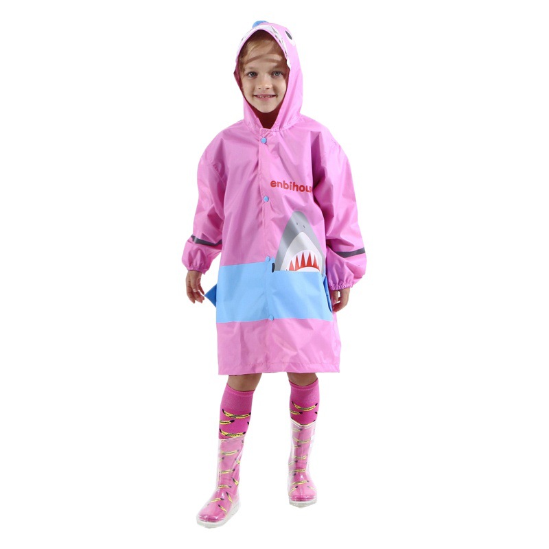 enbihouse Original Design Ins Style Shark Poncho for Boys and Girls 3D Three-Dimensional Light Rain Coat for Children