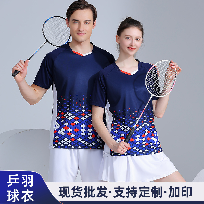 boys and girls badminton uniform jersey in stock logo table tennis tennis uniform training competition t-shirt in stock generation hair