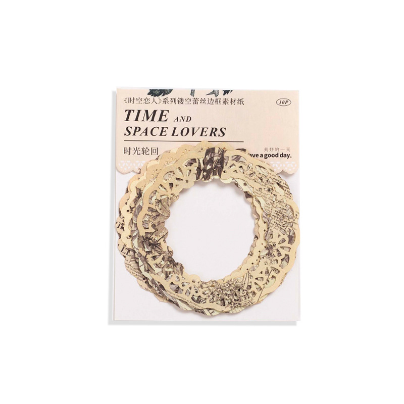 Picture of Good Day Material Paper Time Lovers Series Hollow Lace Frame Material Decorative Base Stickers 6 Types