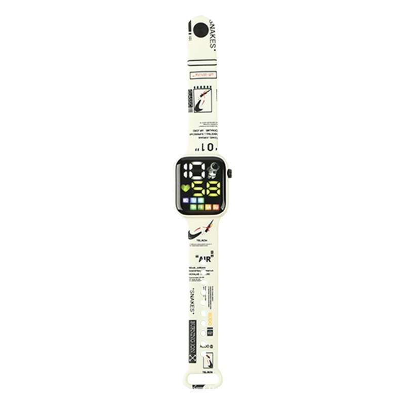 LED electronic watch to map custom UV printing strap students children square sports personalized color printing cross-border