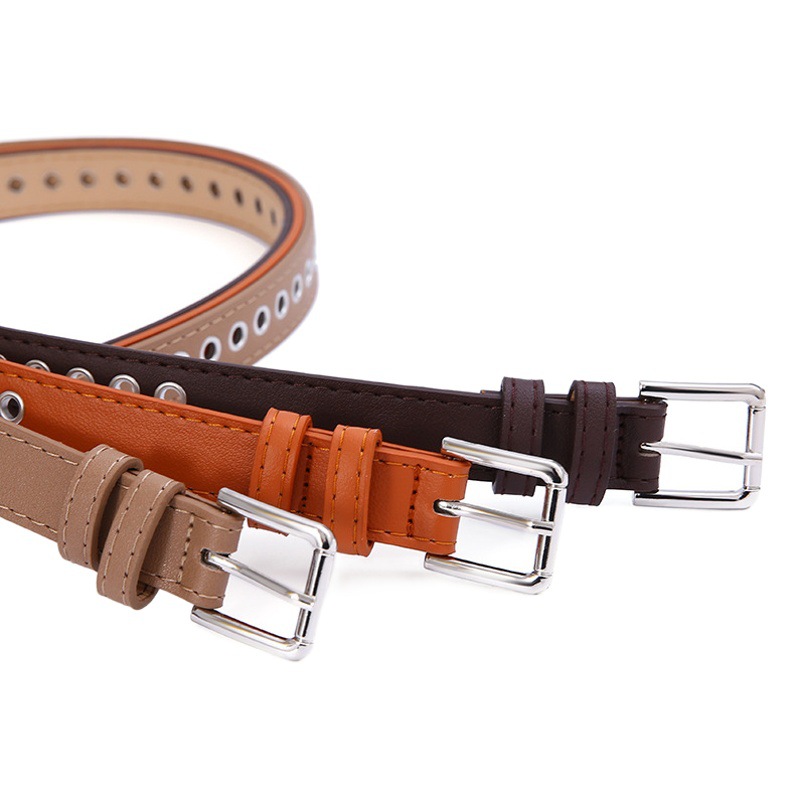 New ladies belt metal whole air eye belt non-perforated Korean version of Joker fashion hollow decorative belt wholesale