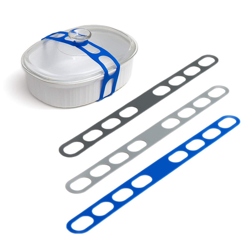 Cross-border silicone material reusable universal lid fixing with canned lid strap box holder