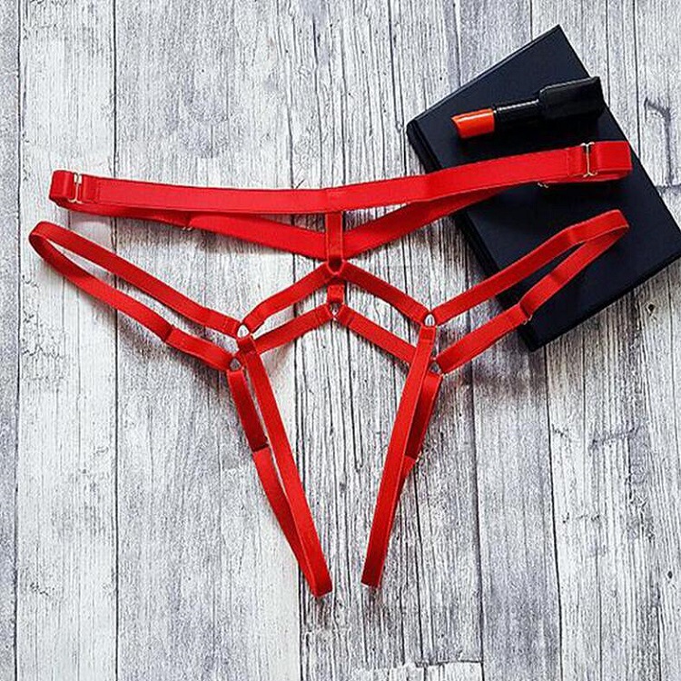 Picture of Cross-border sales of European and American foreign trade open underwear ladies transparent beautiful hip lace-up T-pants multi-size MM sexy