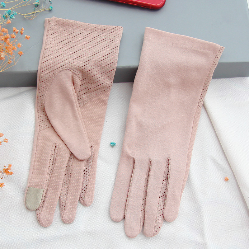 Summer Sun Protection Pure Cotton Sweat-Absorbent Breathable Touch Screen Anti-Uv Gloves Non-Slip Full Finger Gloves