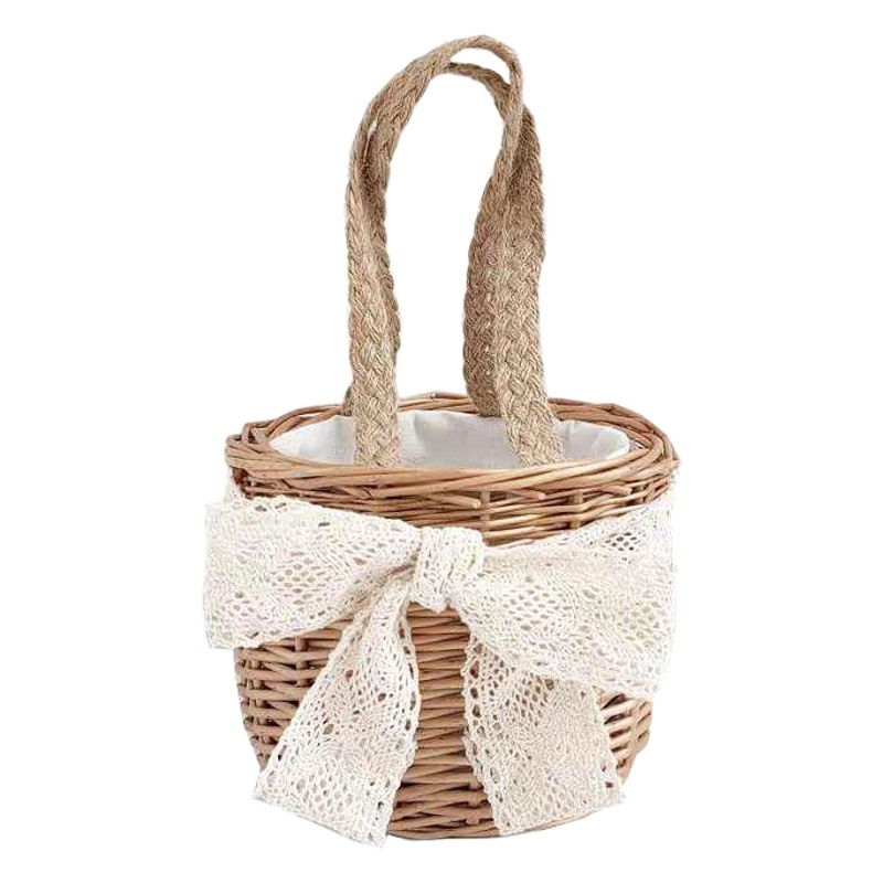 Rattan Small Bamboo Basket Handmade Woven Net Red Children's Bamboo Straw Woven Bag Bucket Bag Portable Sydney Picnic