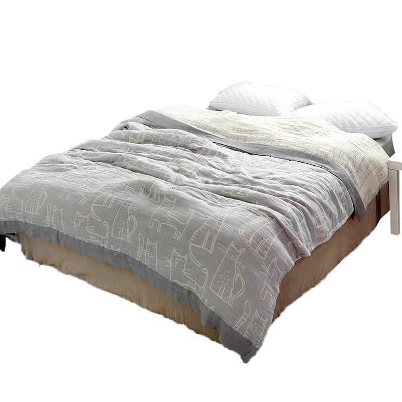 Japanese Style Four-Layer Bamboo Cotton Towel Quilt Single Double Four Seasons Gauze Towel Blanket Bamboo Cotton Cover Blanket Student Comfortable Cover Quilt