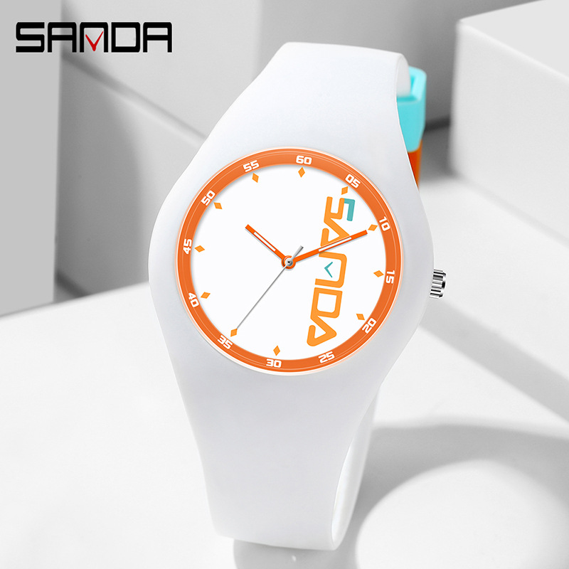 SANDA Outdoor Sports Watch Simple Waterproof Men's and Women's Fashion Quartz Watch Silicone Tape Casual Student Quartz Watch