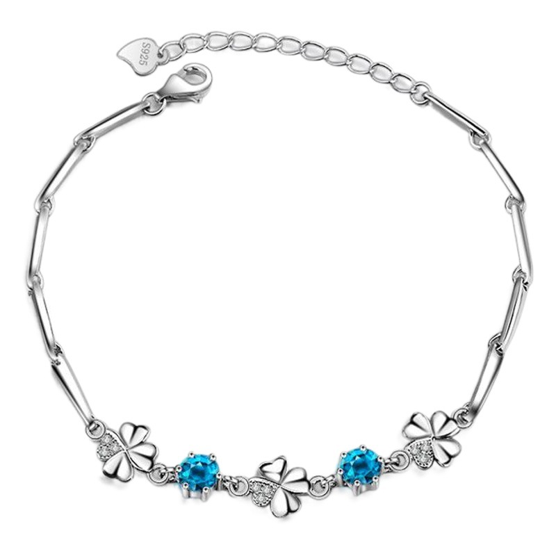 S925 Sterling Silver Four-Leaf Clover Bracelet for Women Korean Stylish Simple Lucky Zircon Bracelet Fashion Crystal Bracelet Wholesale