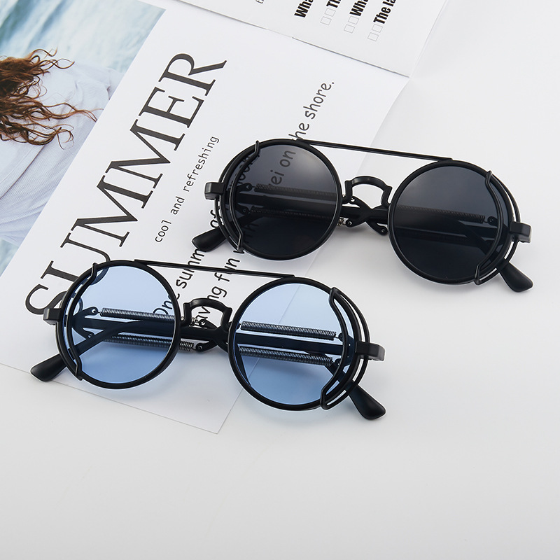 Picture of New Pc Sunglasses Steam Cyberpunk Double Spring Leg Glasses Fashion Trendy Sunglasses Cross-Border Round Manufacturer