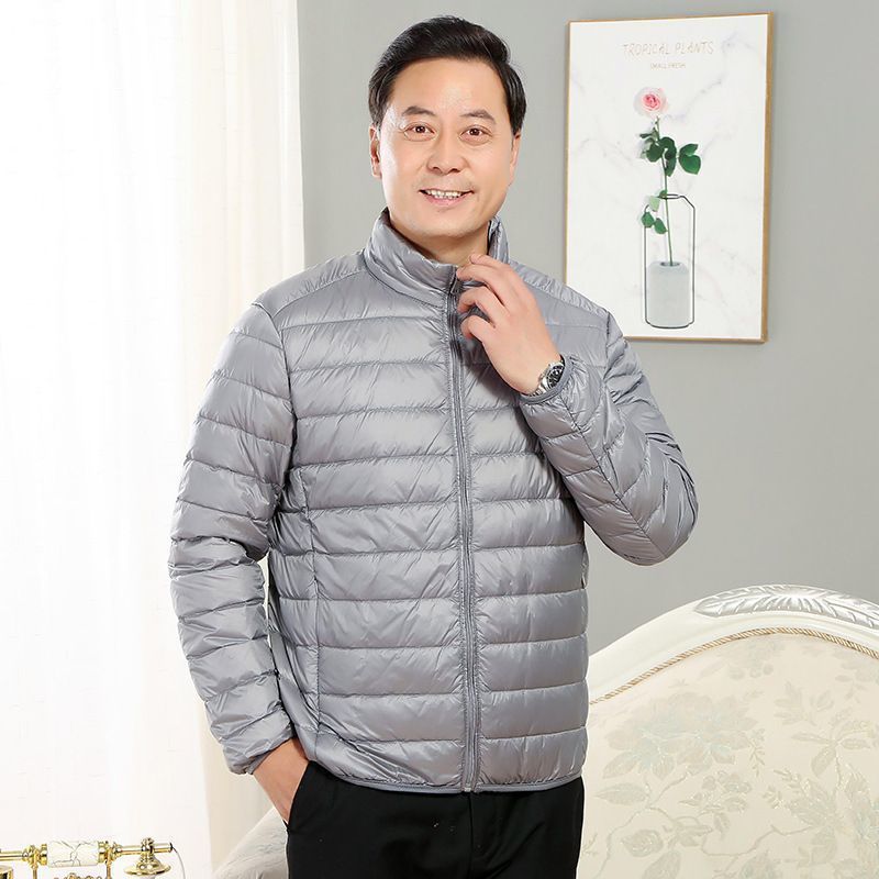 Picture of Middle-aged men's light down cotton-padded jacket short old man's father's outfit middle-aged and old man's stand collar hooded short coat winter clothing