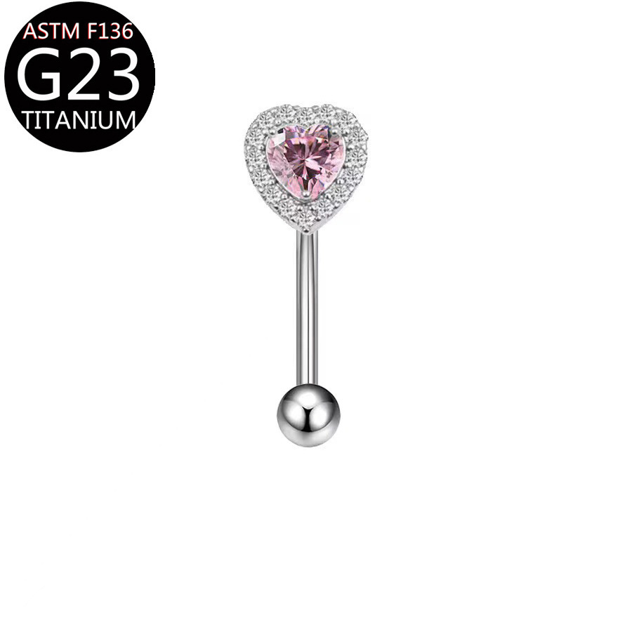 Picture of F136 Titanium Alloy Eyebrow Nail Heart-Shaped Inlaid Zircon Moon Flower Eyebrow Nail G23 Piercing Goods Wholesale
