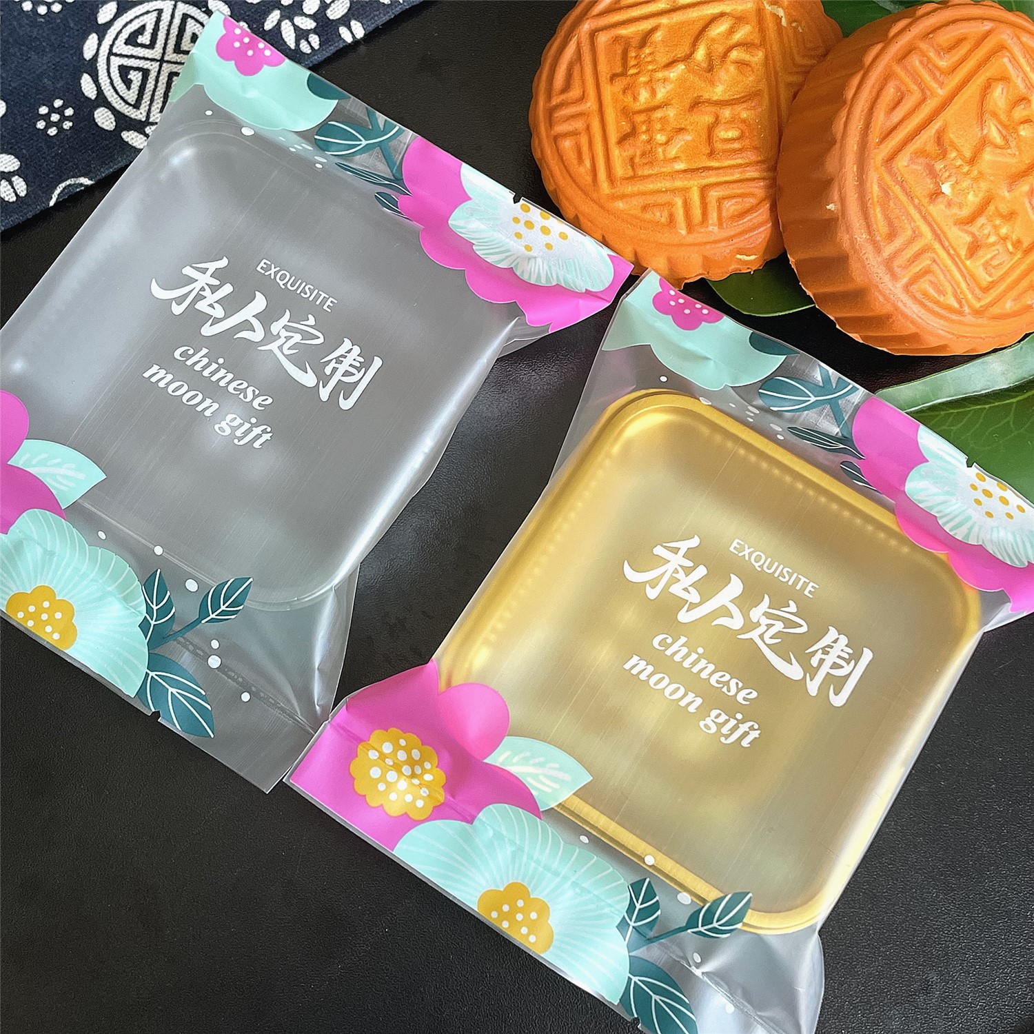 Private frosted English 100g Mid-Autumn Moon Cake Packaging Bag 125g Flower Cake Bag Wu Ren Moon Cake Bag