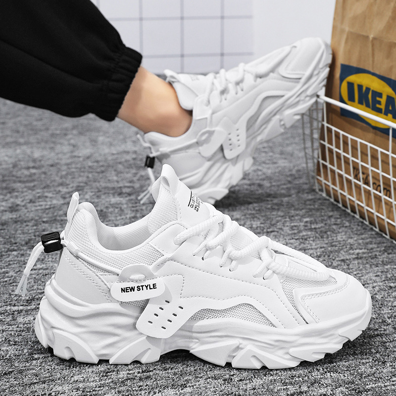 Summer Men's Shoes New Breathable Mesh Shoes Men's Trendy All-match Thick Bottom White Sneakers Casual Torre Shoes for Men
