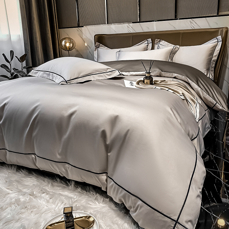 Light Luxury Pure Cotton Four-piece Set Xinjiang Long-staple Cotton Spring and Autumn Pure Cotton Bed Sheet Quilt Cover Bedding High-grade Sense Bed Cover