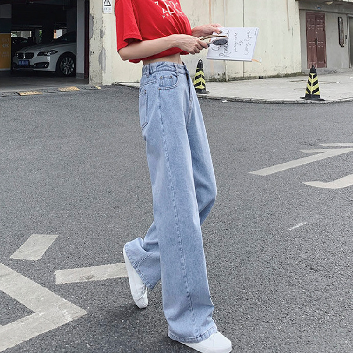 Picture of 885 jeans women's personalized high waist wide leg pants slimming straight pants loose ins trendy loose niche high street