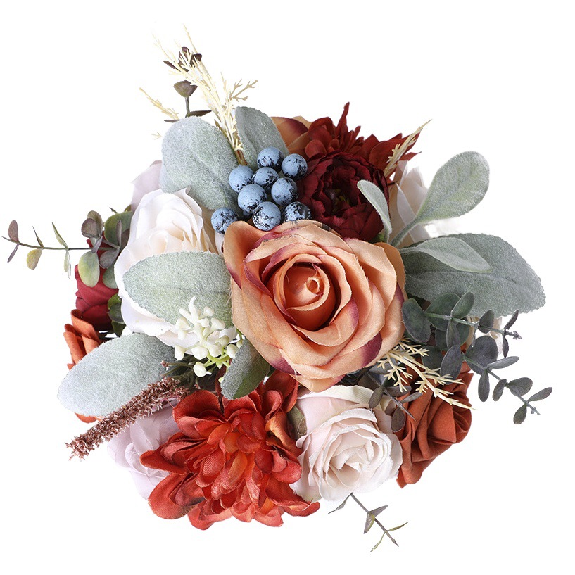 Cross-border hot harvest eternal bouquet outdoor wedding simulation rose hand-held bouquet new bridal bouquet wholesale