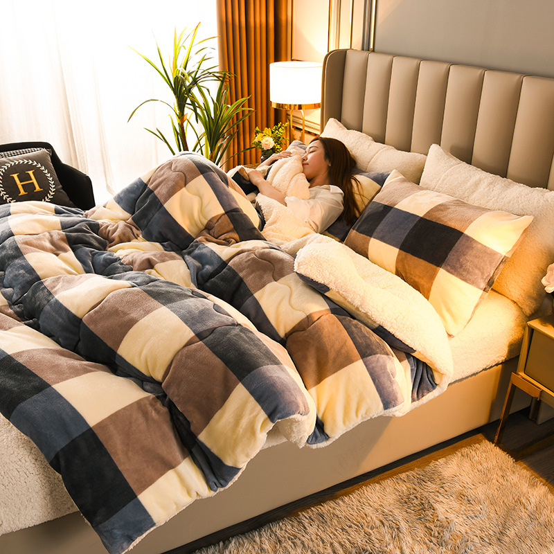 Picture of Winter Lamb Velvet Winter Quilt Thickeneded Warm Fleece-Lined Quilt Core Double Cotton Quilt Winter Single Dormitory Bed