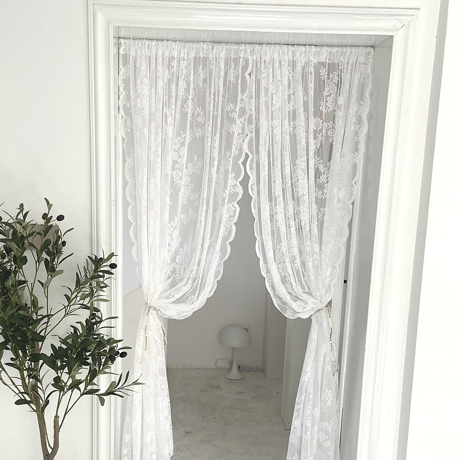 TEMU lace curtain in stock generation cross-border white lace window screen curtain curtain decoration SHEIN manufacturers