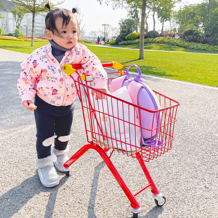Picture of Children's shopping cart baby toy snack cart supermarket small iron cart play house hand push storage cart can be sent on behalf