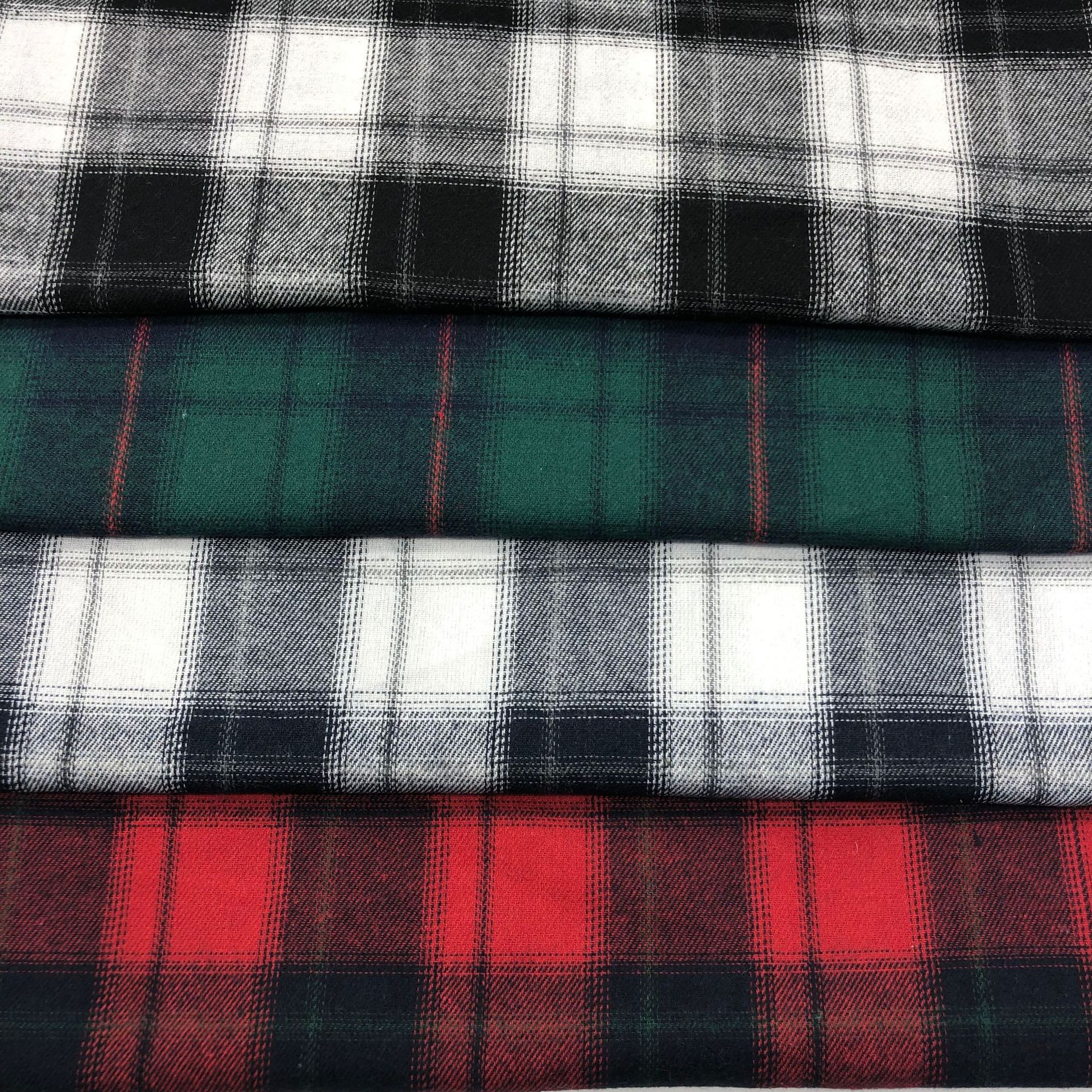 Yarn-dyed plaid twill polyester cotton sanding plaid shirt fabric spring and autumn children's clothing fabric in stock supply