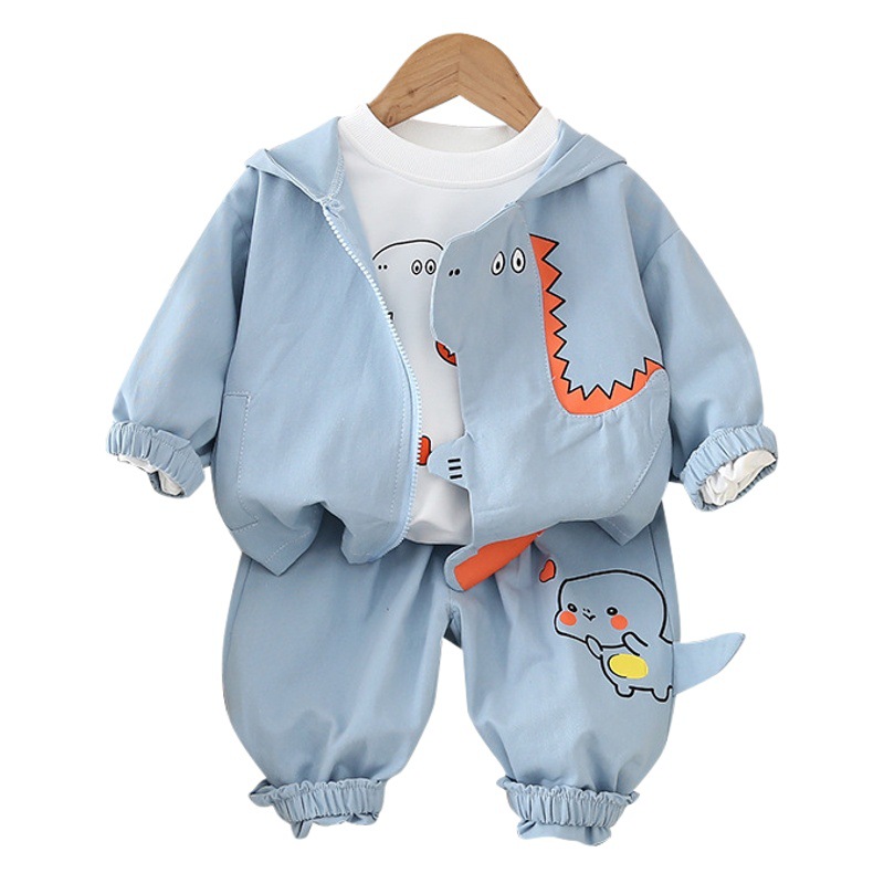 Boys' Long Sleeve Spring and Autumn suit 2024 New Children's Casual Three-Piece Hoodie Spring and Autumn Clothes for Children