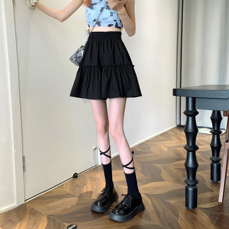Casual Skirt Women's Summer Staggered Waist Anti-Glow Short Skirt Tutu Skirt Season Slimming Cake Skirt High Waist A White