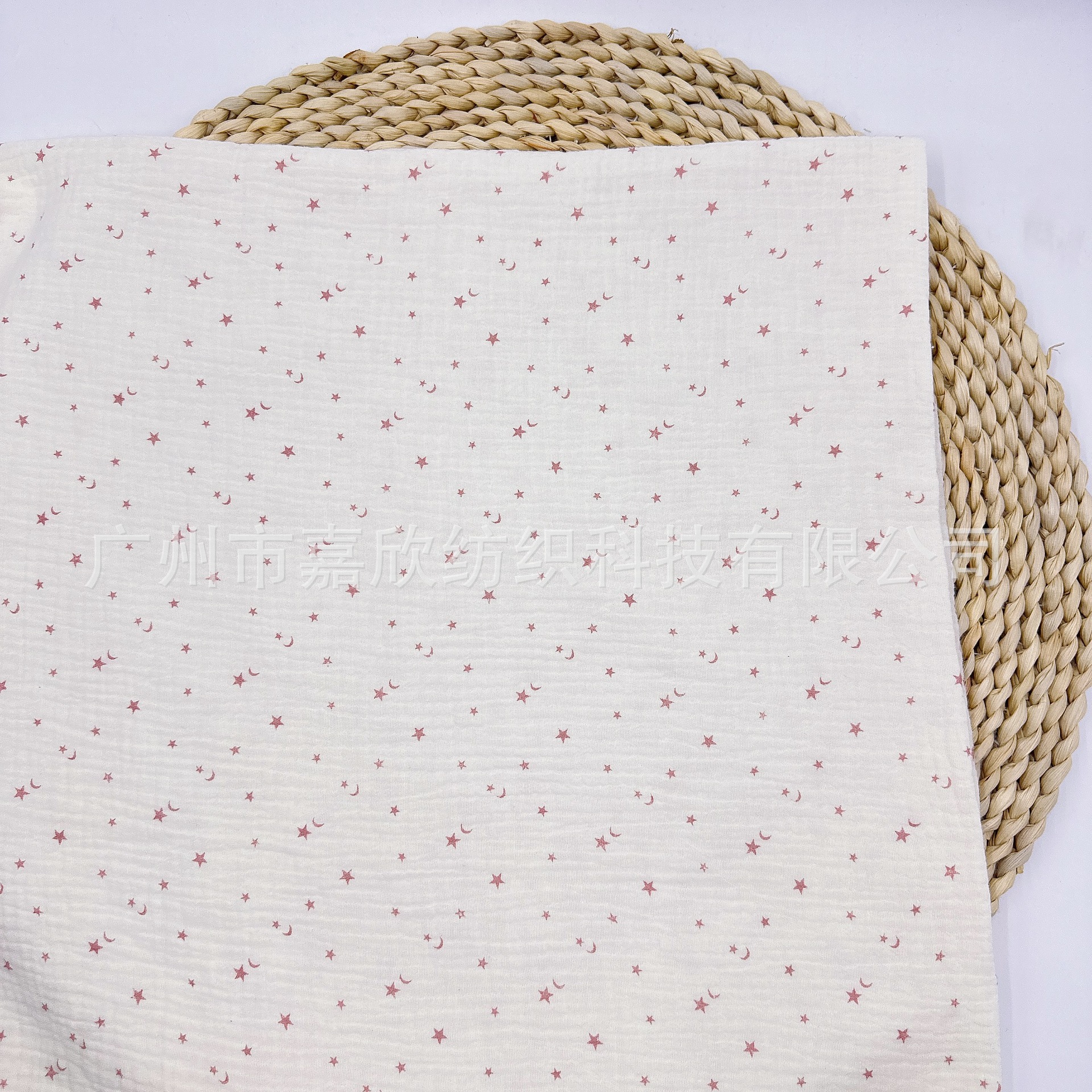 Cotton Double-Layer Gauze Fabric Muslin Cartoon Printed Stars Baby Gauze Baby Pajamas Blanket Fabric