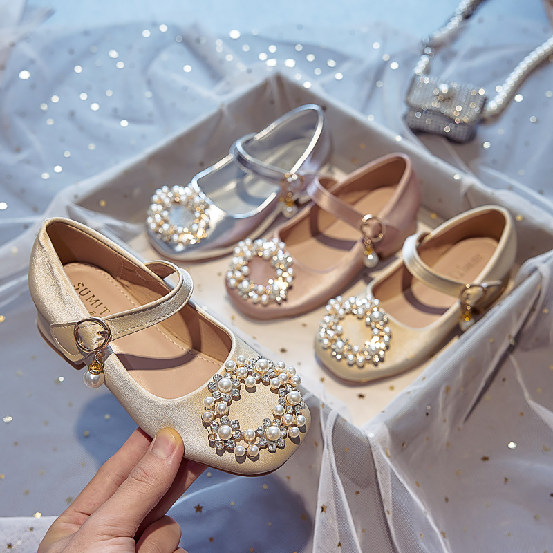 Children's High Heels Little Girls Princess Shoes Spring and Autum New Flats 2025 Spring and Autum New Girls' Leather Shoes