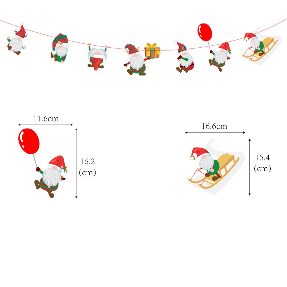 Picture of Christmas Decorations Christmas Pull Flag Hanging Flag Holiday Banner Party Decoration Paper Cartoon Christmas Pull Flower String Flag