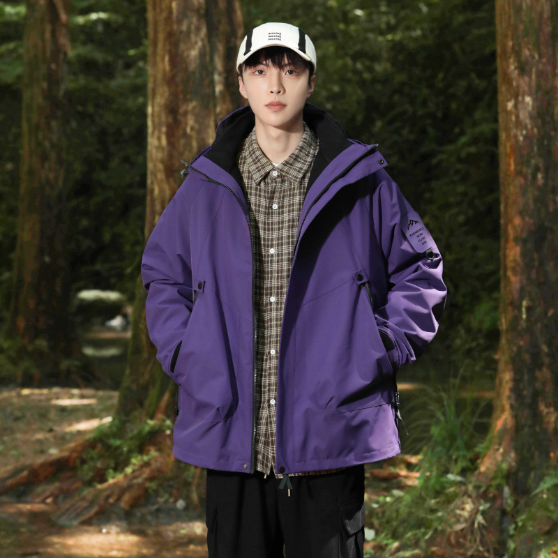 Forest three-in-one jacket for men and women, outdoor winter thickening, youth mountaineering leisure couple, mountaineering clothing jacket trend