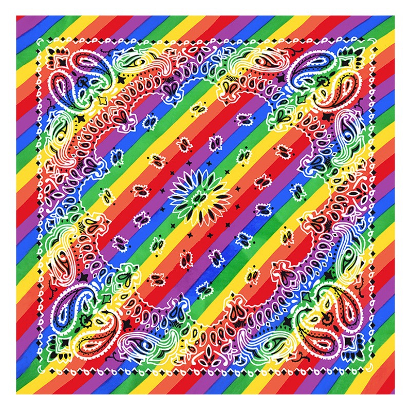 New Brilliant Rainbow Print Pattern Square Scarf Outdoor Sports Fitness Leisure Breathable Cotton Magic Headband Wholesale