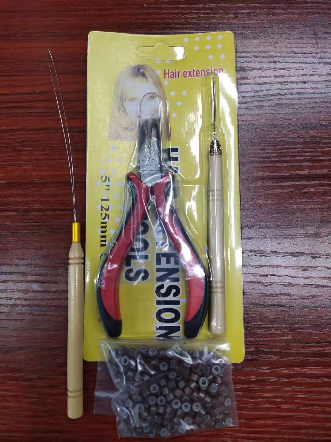 Picture of Cross-border Wig Pliers suit New Hair Extending Pliers suit Five-piece Silicone Buckle Wooden Crochet Wig Tool