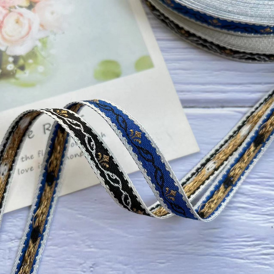 National jacquard ribbon golden small flower graphic clothing accessories AH-2818 width 1.1CM