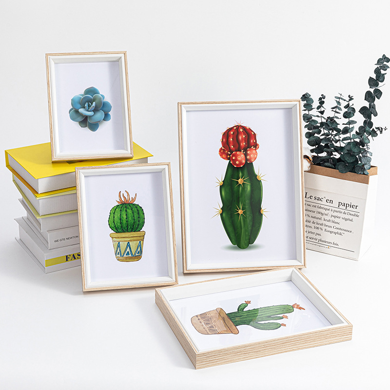 In stock wholesale wooden creative photo frame 678-inch A4 business license photo frame studio wall-mounted three-dimensional photo frame