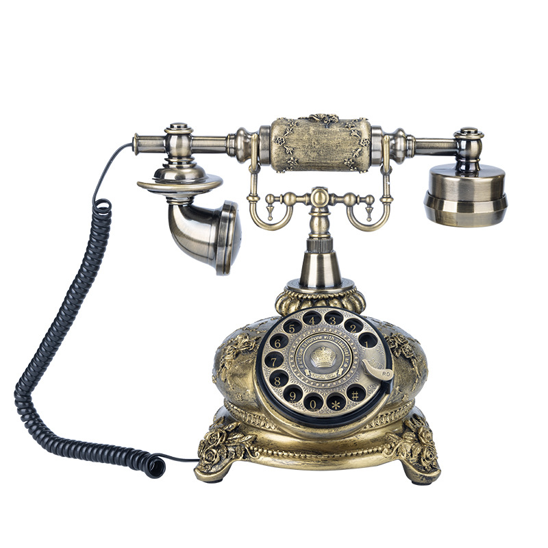 Picture of Telephone European Retro Style Home Antique Landline Old-Fashioned Telephone Office Antique American-Style Rotary Dial Telephone