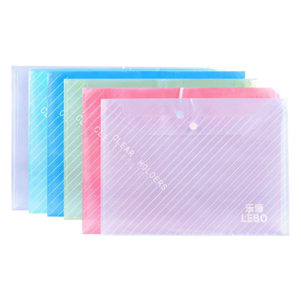 Pp Snap Button Bag Document Bag Transparent A4 Storage Bag File Bag Printed Button Bag Information Bag Pencil Case Subject