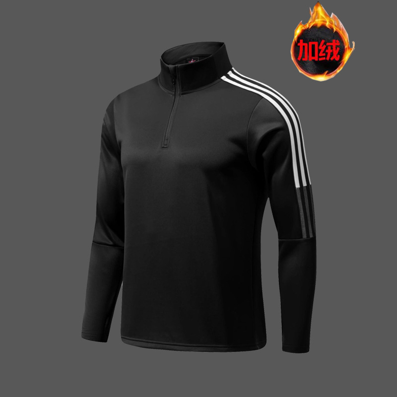Autumn and Winter fleece-lined Thickened Sportswear Top Half Zipper Long Sleeve Football Training Clothes Running Fitness Clothes Children's Jersey