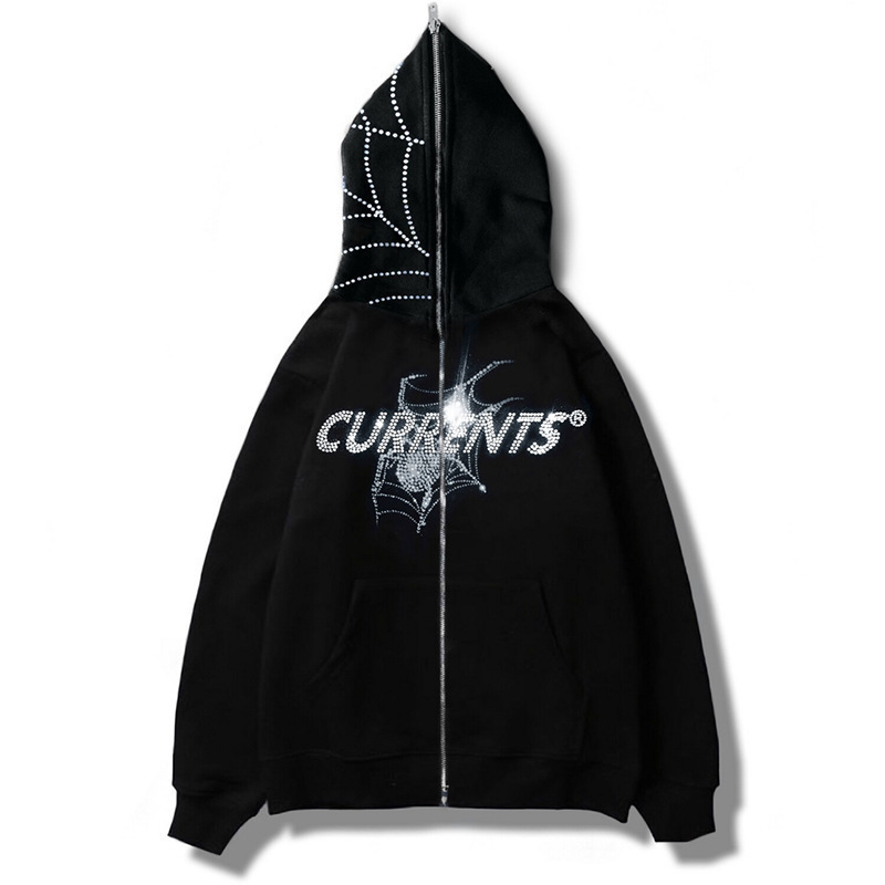 Picture of Foreign trade Y2K Europe and the United States cross-border personality hot diamond printed sweater cardigan street tide casual hip-hop zipper pullover