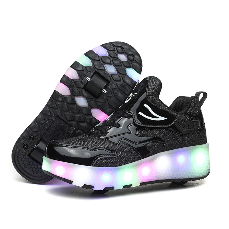 Picture of Cross-border foreign trade heywalk shoes for boys and girls four-wheel double-wheel LED flashing light luminous automatic invisible pulley skates