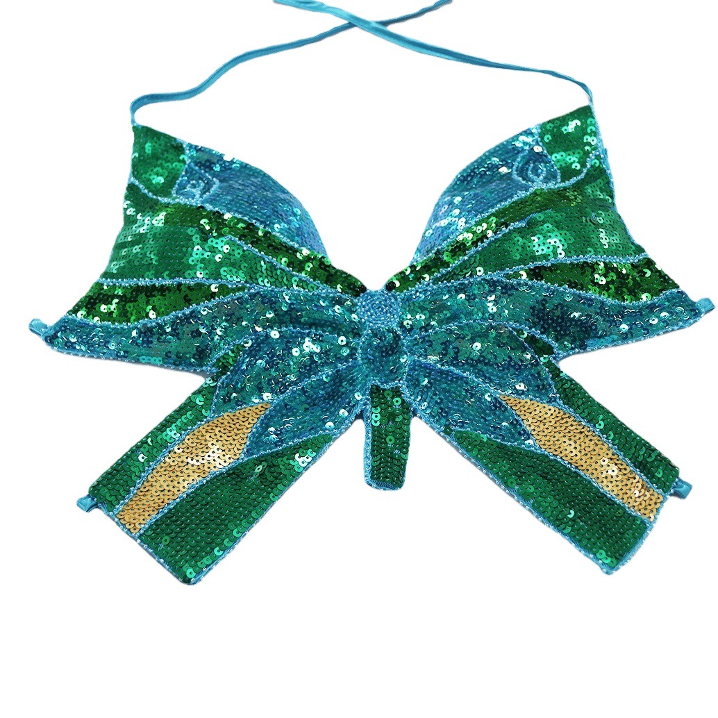 Picture of European and American Sling Sequins Dance Clothes Belly Dance Sequins Butterfly Bra Performance Clothes Festival Performance Clothes Strap Top