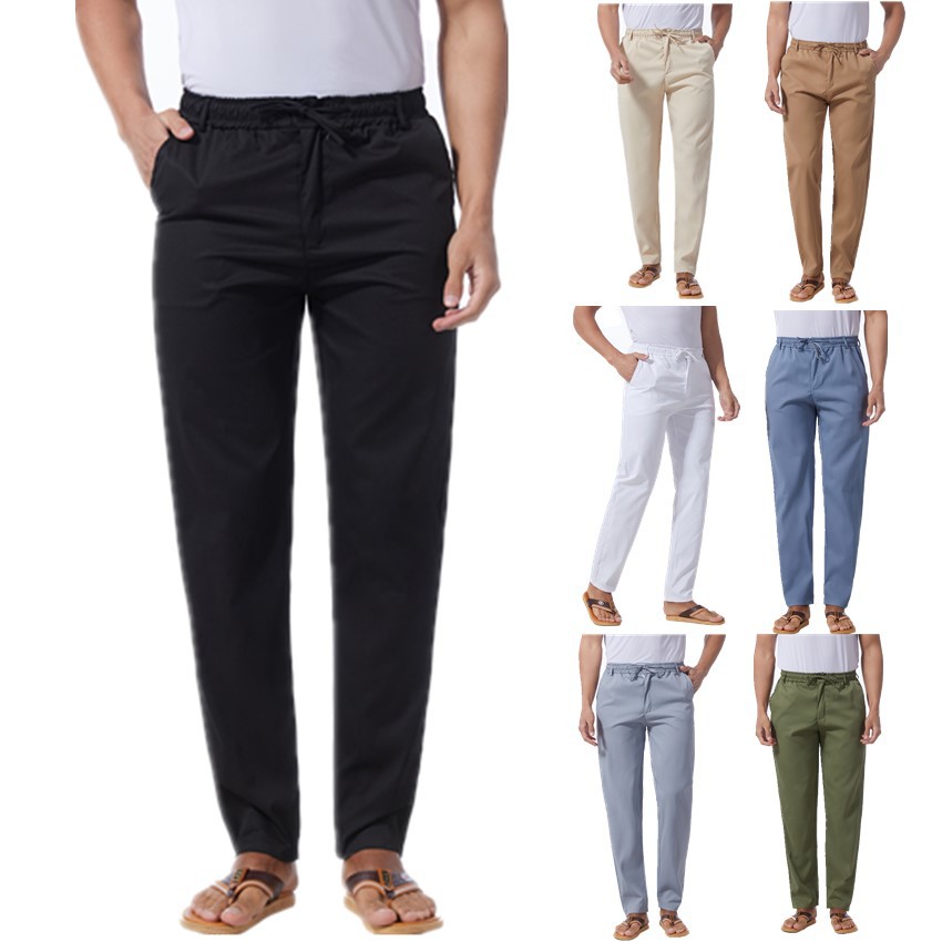 Picture of 2022 summer casual pants men's loose straight overalls long pants men's thin work Business stretch pants men