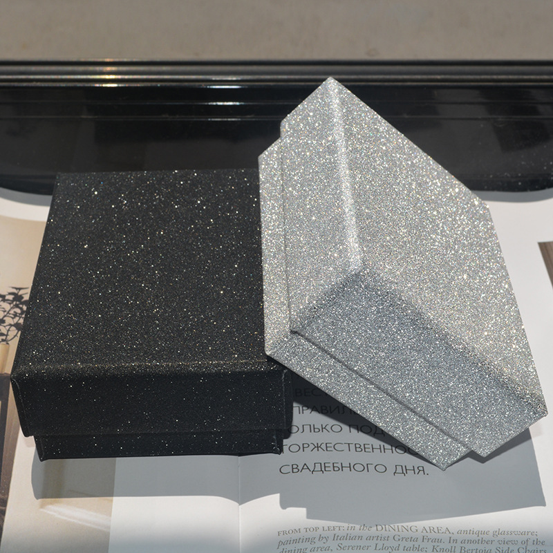 Picture of Ready-Made Kraft Paper Box Black Jewelry Necklace Ring Earring Box Bracelet Packaging Box Lid and Base Jewelry Box