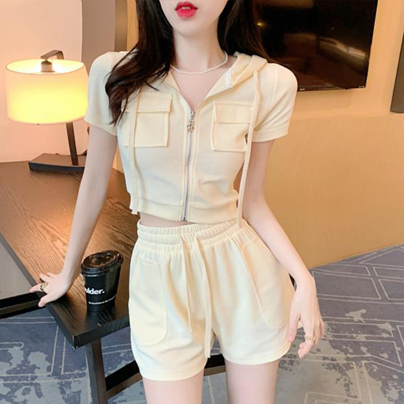 Summer popular online suit summer tide suit short salt series light cooked two-piece set